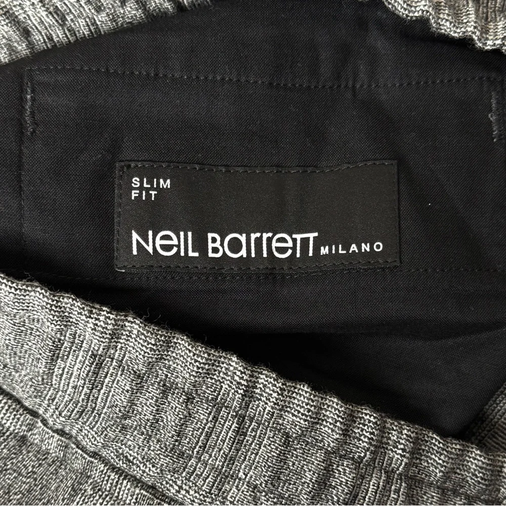 NWT NEIL BARRETT Virgin Wool Plaid Check Elastic Waist Cuffed Slim Trousers 32 - Picture 6 of 10